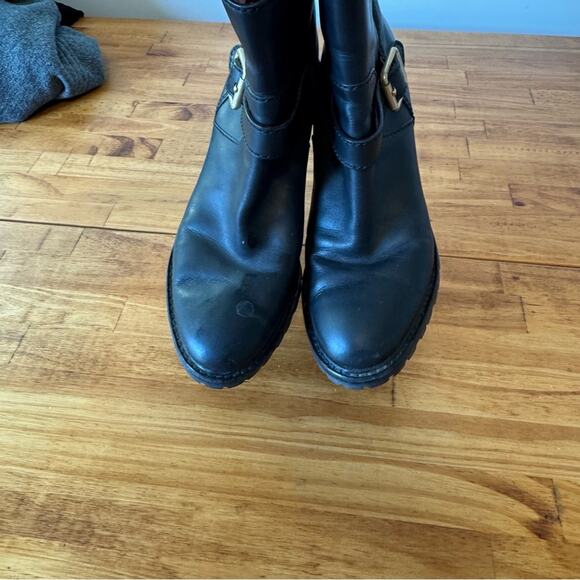 Marc By Marc Jacobs Black Leather Buckle Heeled Moto Booties Size 38.5 - Picture 3 of 7